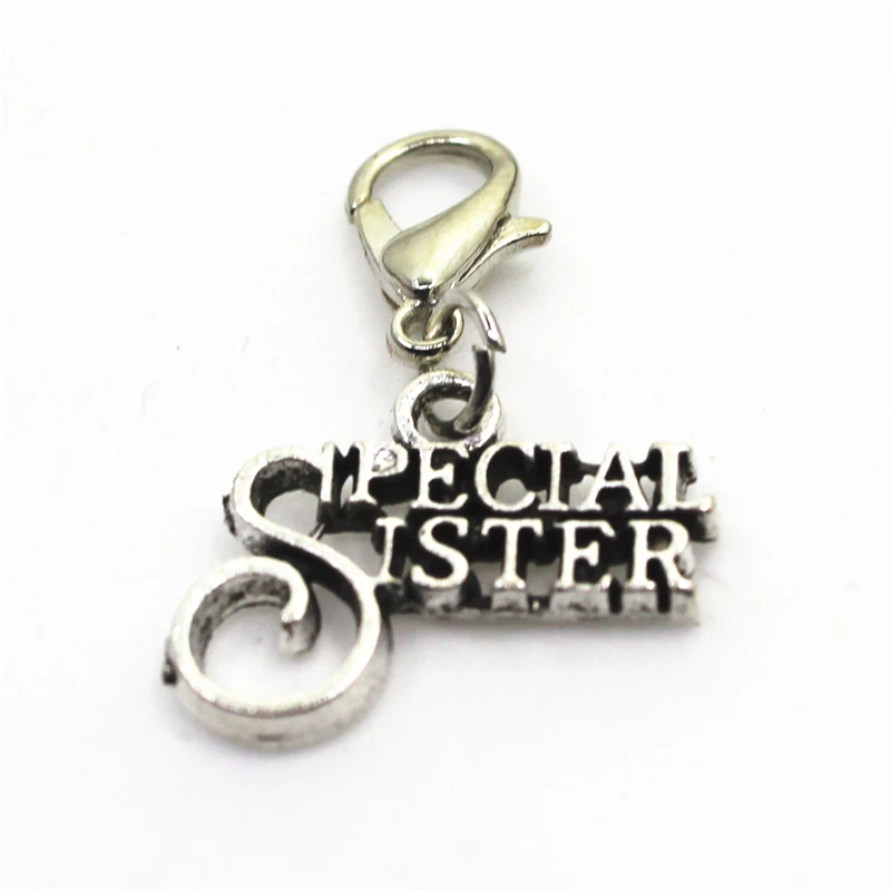 Hot Selling 20pcs/lot Special Sister Lobster Clasp Hanging Charms Diy Jewelry Accessory