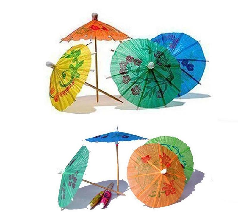 80PCS Paper Cocktail Parasols Umbrellas Cocktail picks wedding Event & Party Supplies Holidays luau sticks