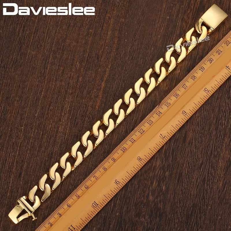 Davieslee 13mm Men's Bracelet Curb Cuban Link 316L Stainless Steel Bracelet Male Wristband Jewelry DLHB293