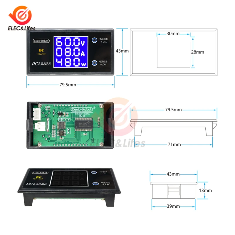 Testeur de compteur de courant de tension numérique LCD, ampèremètre réglable, voltmètre, panneau Volt, détecteur de médailles, affichage LED pour