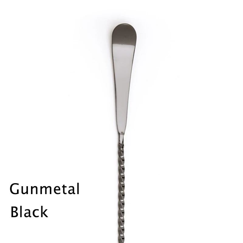 Top Grade 304 Stainless Steel Gunmetal Black 50cm Bar Spoon Drink Mixing Spoons Bartender Tools Stick Cocktail Spoon Stirrer