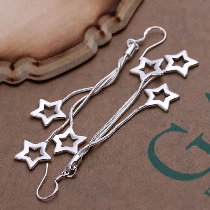 wholesale fashion design beautiful lovely women lady charm silver color classic stars party Earring Jewelry free shipping E161