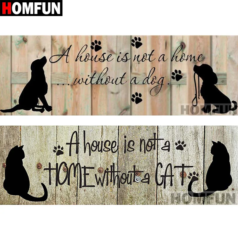 

HOMFUN полная квадратная/круглая дрель 5D DIY алмазная живопись "Кошка собака дом" 3D вышивка крестиком 5D домашний декор подарок A14801