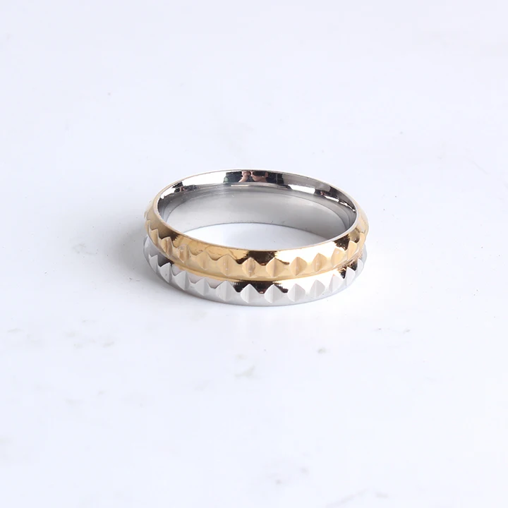 6mm Gold Color Gear Punk Stainless Steel Finger Rings for Women Men Wholesale Lots