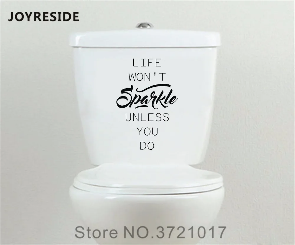 JOYRESIDE Quote Life Won't Sparkle Unless You Do Restroom Bathroom Seat Toilet Tank Wall Decal Vinyl Sticker Decor Design XY115