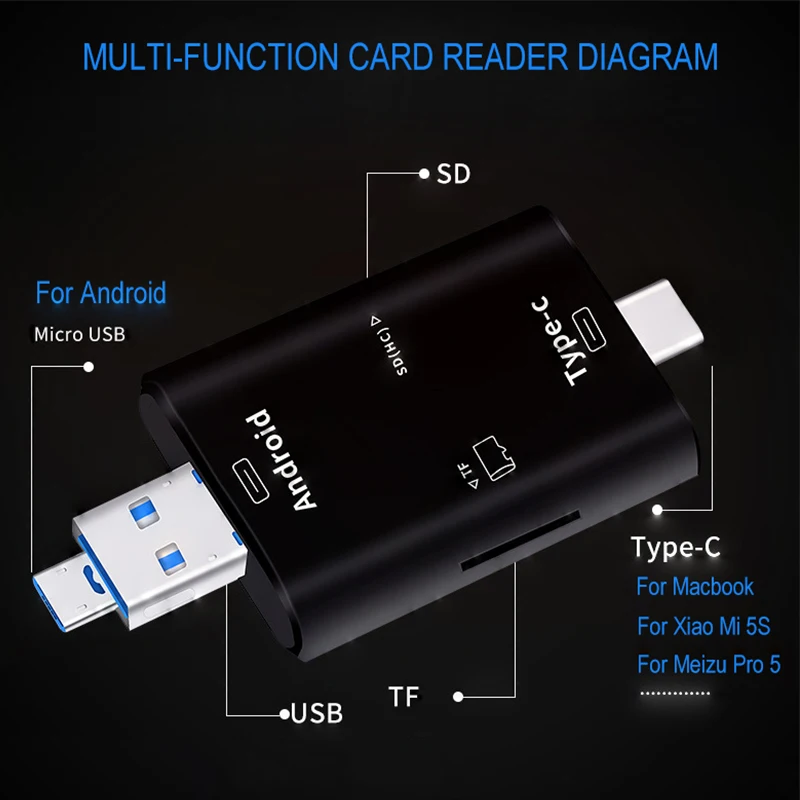 Multi In 1 SD Card Reader USB 3.0 Type C Memory Card Reader For Android Xiaomi  Desktop PC OTG Type-c For Micro USB OTG