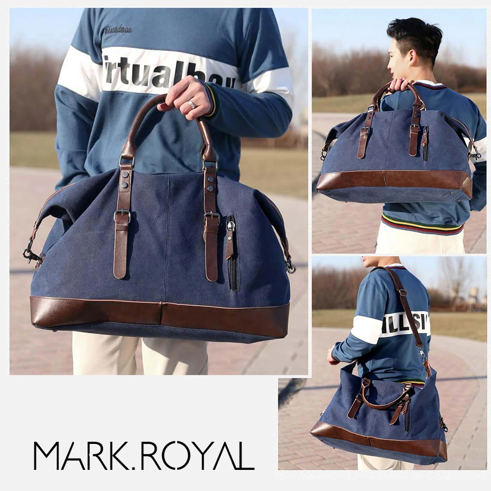 MARKROYAL Canvas Leather Men Travel Bags Carry On Luggage Bag Men Duffel Bag Handbag Travel Tote Large Weekend Bag Dropshipping