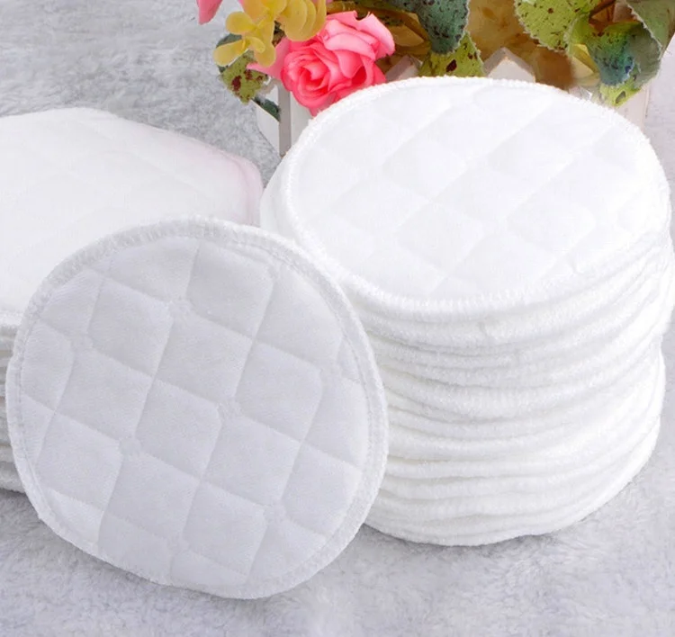 12pcs Reusable Nursing Breast Pads Washable Soft Absorbent Baby Breastfeeding Waterproof Breast Pads 3 layers Pure cotton A1A66