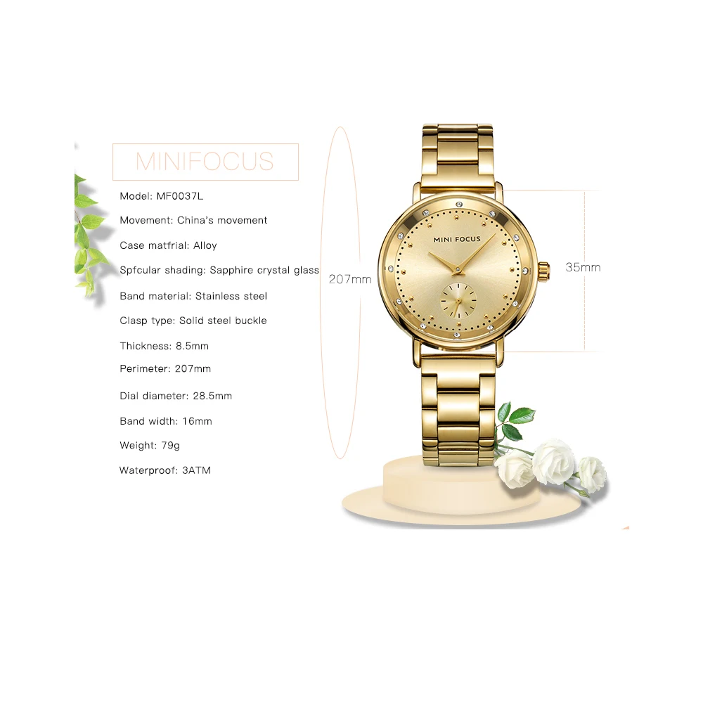 MINI FOCUS Rose Gold Watch Women Quartz Watches Ladies Top Brand Luxury Female Wrist Watchs Girl Clock Relogio Feminino