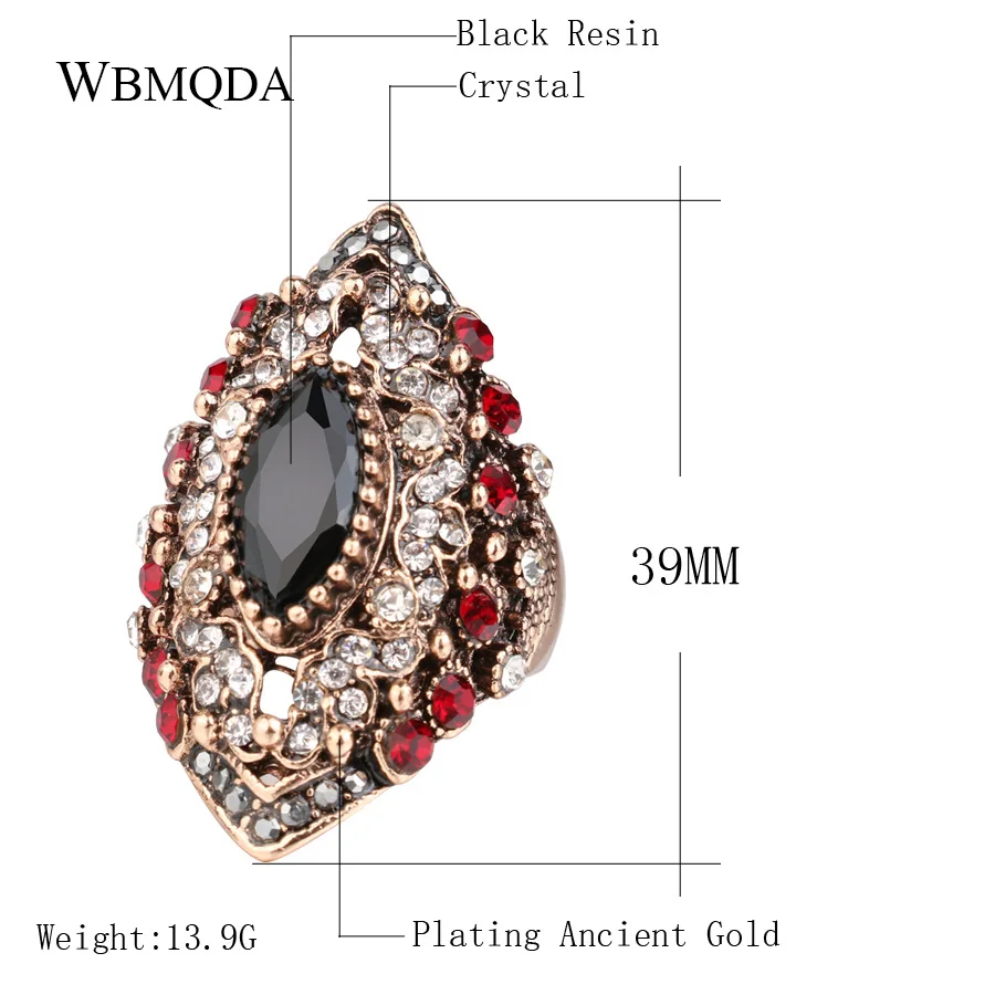 2018 New Antique Rings For Women Vintage Jewelry Color Gold Crystal Resin Anel Aneis Horse Eye Party Ring