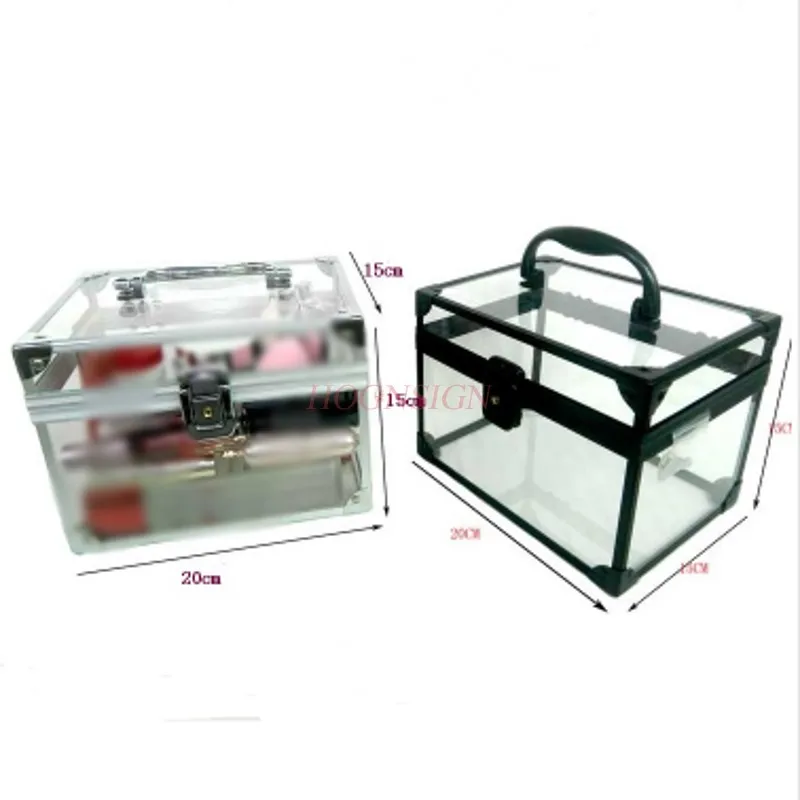 Acrylic transparent cosmetic storage box large capacity portable cosmetic case professional nail beauty eyelash tattoo toolbox