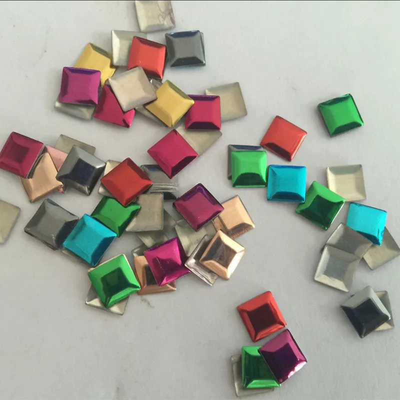 500pcs 7*7mm Color Mixed Square Hotfix Studs Flat Back Iron On beads Rhinestuds FlatBack Heat Transfer For DIY Nailheads Beads