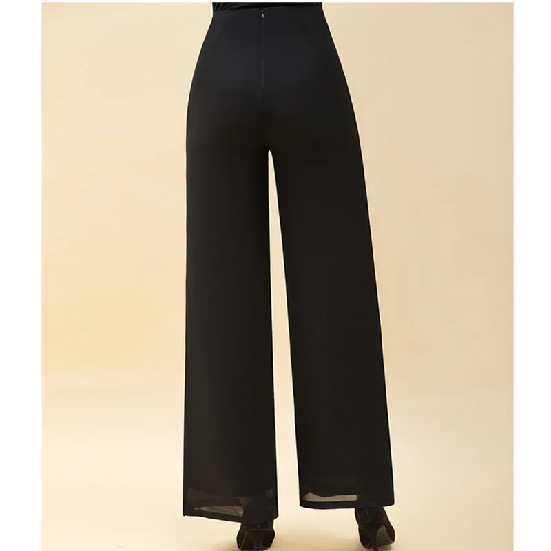 UHYTGF Summer Chiffon Woman High Waist Pants 2022 Thin Wide Leg Flared Pants Women Fashion Thin Red Big Size Trousers Female 228