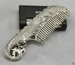 Old Collectibles Decorated Miao Silver Handwork Carved dragon Elegant Comb decoration