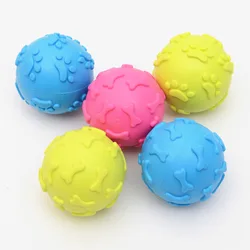 Pet Dog Rubber Interactive Toys Squeakers  Dog Ball Interactive Bite-resistant Elastic Rubber Toy Suitable For Puppies Cat