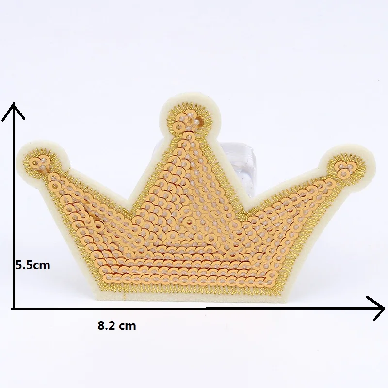 10pcs/lot Clothing Repair Patch DIY Handmade Crown Stickers Sequined Appliques for Bags Backpack Pants Jeans Handmade Patchwork