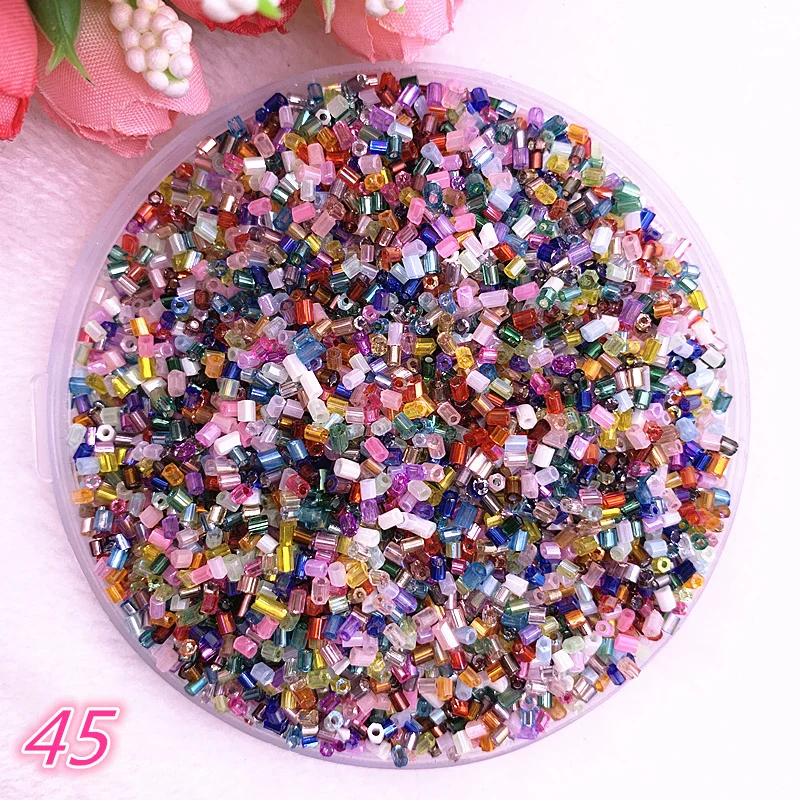 DIY 2*2.5mm 800pcs/lot Czech Cylindrical Glass Bugle Beads European Seed Long Tube Two Hole Loose Beads For Jewelry Making #43