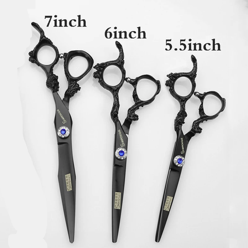 Axemoore 5.5 6 7 inch hair barber professional scissors black hairdressing cutting shears thinning cool scissors barbearia makas