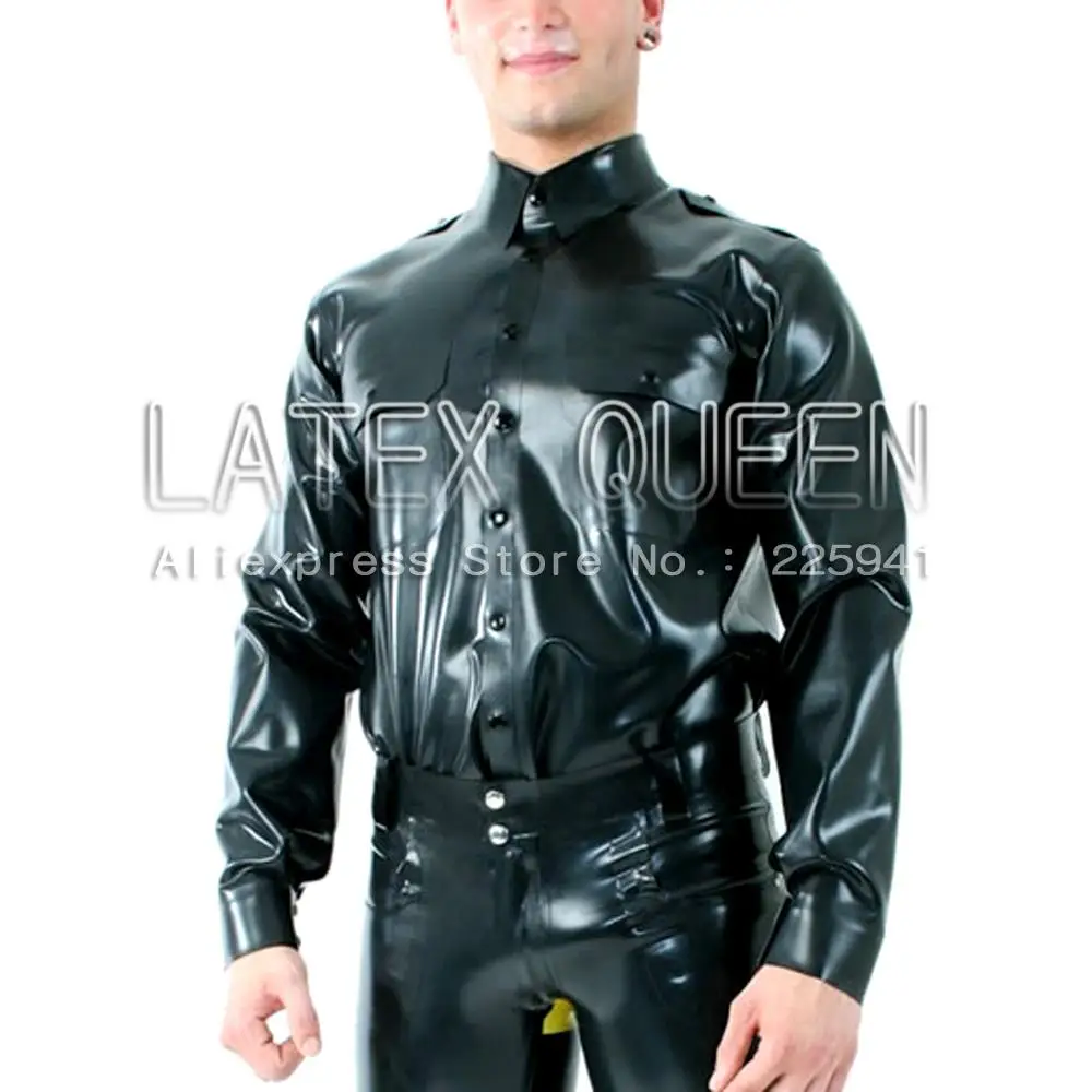 Men\'s latex jacket shirt costume in heavy 0.6mm latex