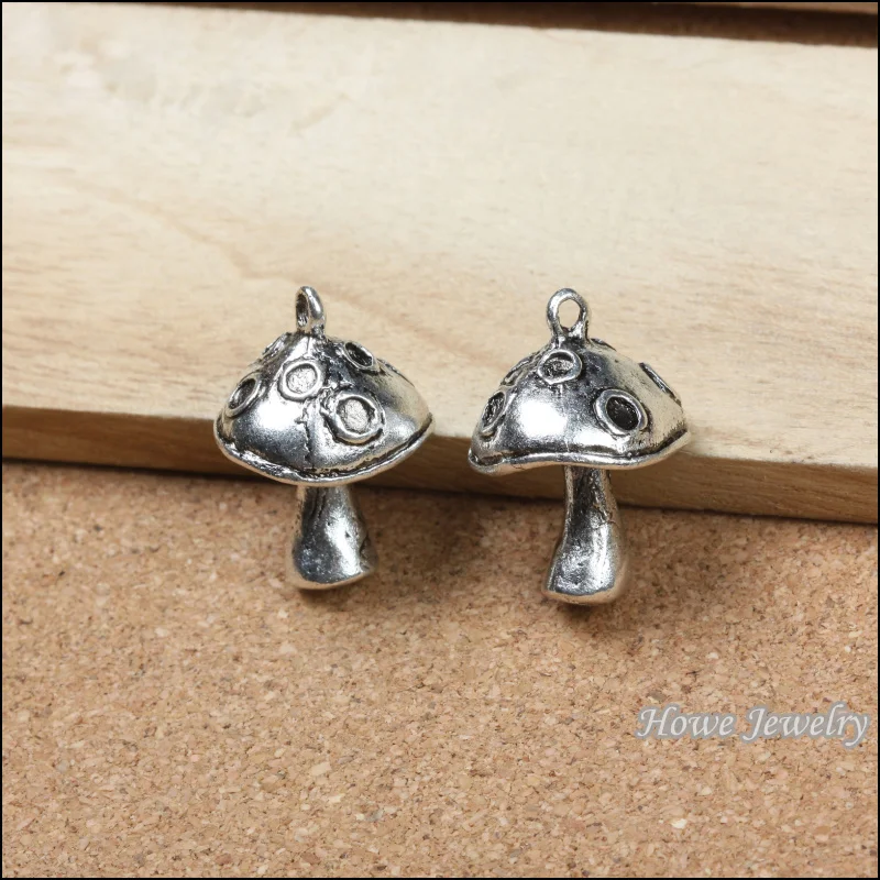 

10 pcs Vintage Charms Mushroom Pendant Antique silver Fit Bracelets Necklace DIY Metal Jewelry Making