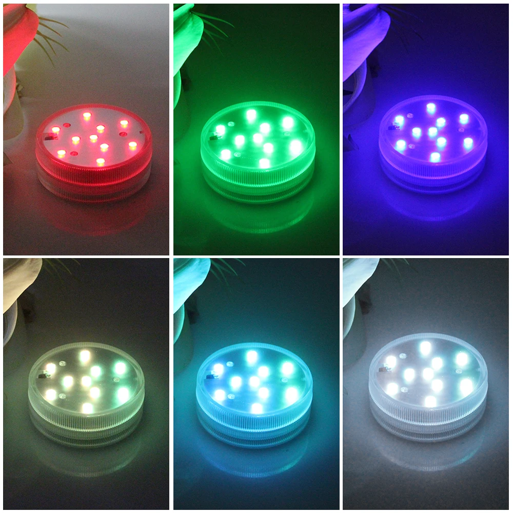 BORUiT 10LED Underwater Light Submersible RGB Swimming Pool Fish Tank Remote Lighting Bathtub Fountain Vase Bowl Decoration Lamp