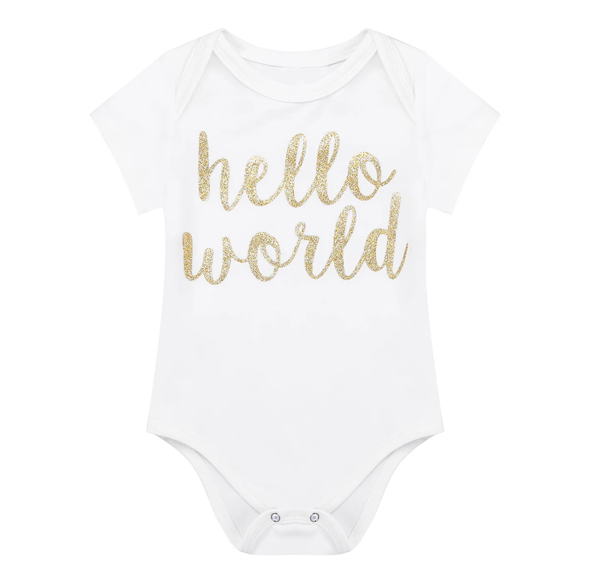 Baby Girls Outfits Newborn Baby\'s Romper Hello World Letter Printed Short Sleeves Jumpsuit with Bloomers Summer Toddlers Clothes