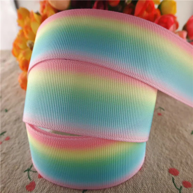 18041904, 1"25mm, 1.5"38mm, 10 Yards/Lot Regenbogen-bedruckte Ripsbänder Geschenkverpackung DIY Handarbeitsmaterialien – Detail 5