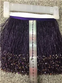 

ybb002# 5 yards /bag black /purple 15cm width tube beads ribbon fringe tassel for wedding dress /garment/sawing