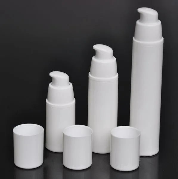 

100pcs / lot PP 30ml press cap airless bottle ,1oz white color airless pump for lotion ,BB cream vacuum 30ml cosmetic packaging