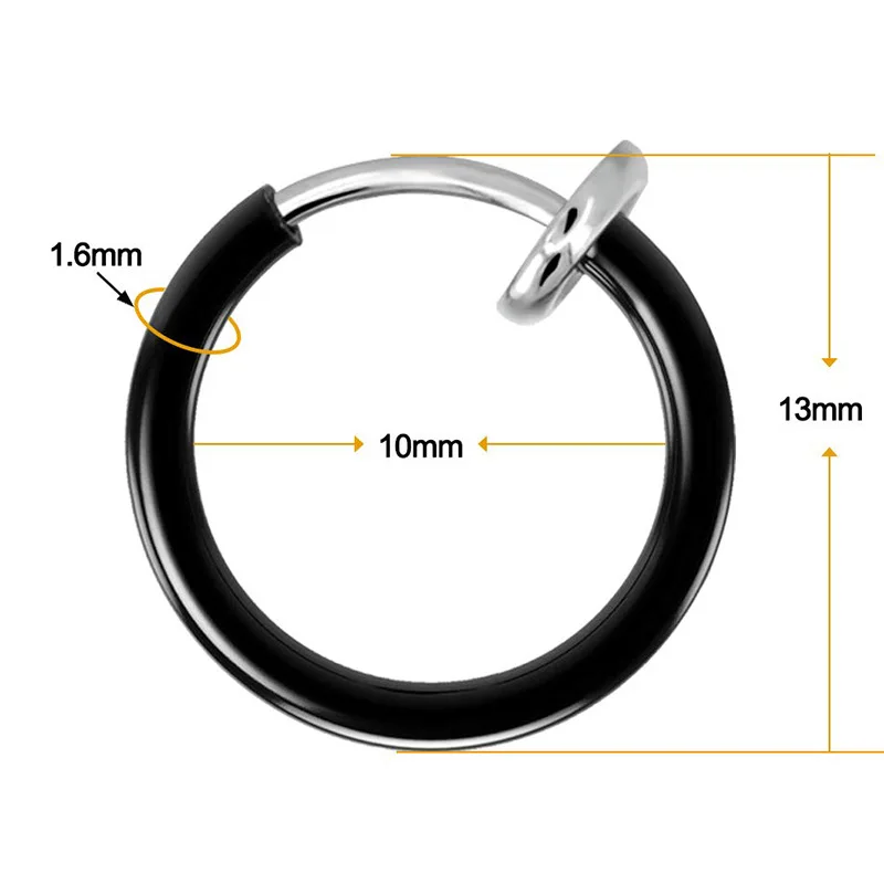 2Pcs Spring Clip Fake Earring For Mens/Womens Stainless Steel Small Ear Circle On Nose Ring Hoop Lip Ring Jewelry