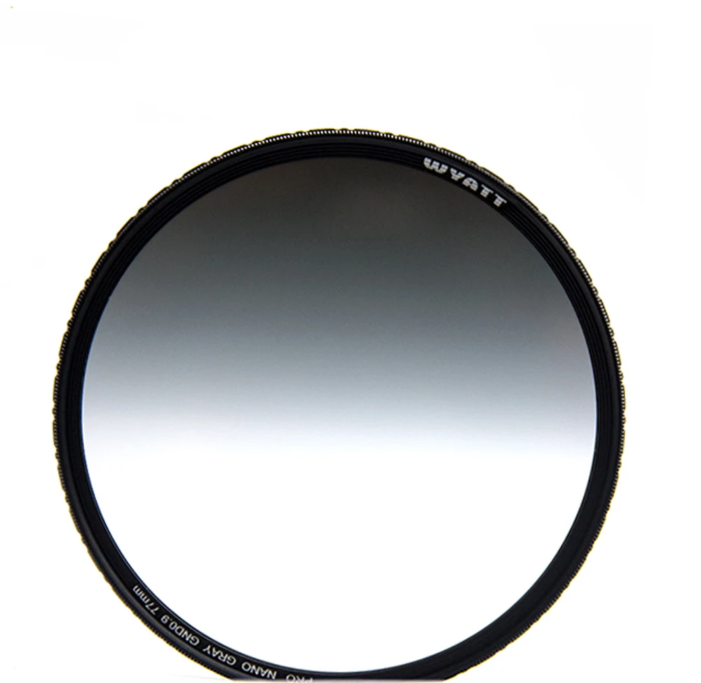 Wyatt 67/72/77/82mm Slim Nano MC Multi-coated Graduated Neutral Density GC-GRAY Soft GND 0.9 ND8 3 Stops Optical Glass Filter