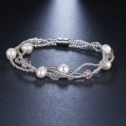 Emmaya Fashion New Brand Design Luxury Charm Crystal Fresh Water Pearl Beads Bracelet For Women Jewelry