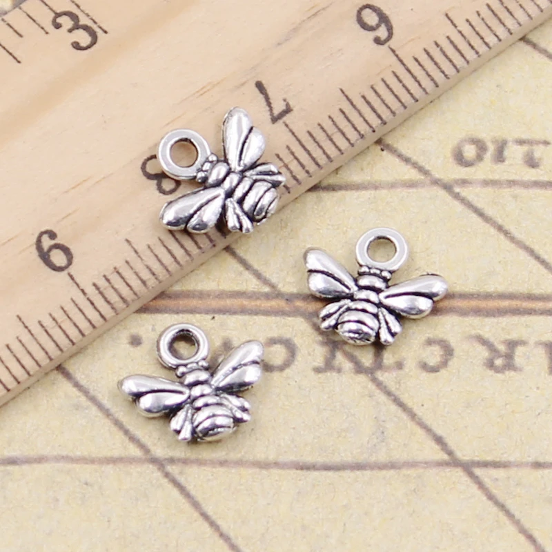 30pcs Charms Bee 10x11mm  Tibetan Bronze Silver Color Pendants Antique Jewelry Making DIY Handmade Craft