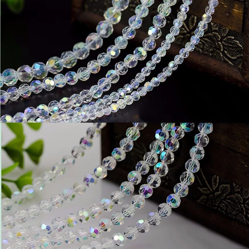 China Top AAA Quality Football Faceted White AB Crystal bead 2MM 3MM 4MM 6MM 8MM 10MM 12MM glass beads crystal rondelles beads