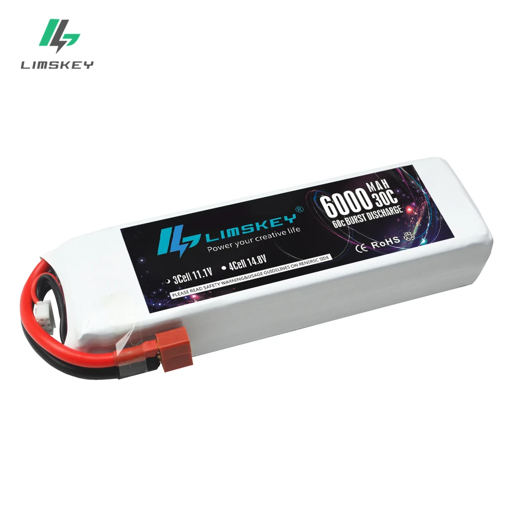 Limskey 11.1V 6000mAh 30C 60C 3S RC Lipo Battery Bateria For Quadcopter Helicopter Racing RC Car