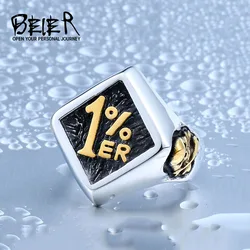 Beier 316L Stainless Steel 1% knight Men's Ring Punk Biker Skull RingHigh Quality Jewelry LLBR8-243R