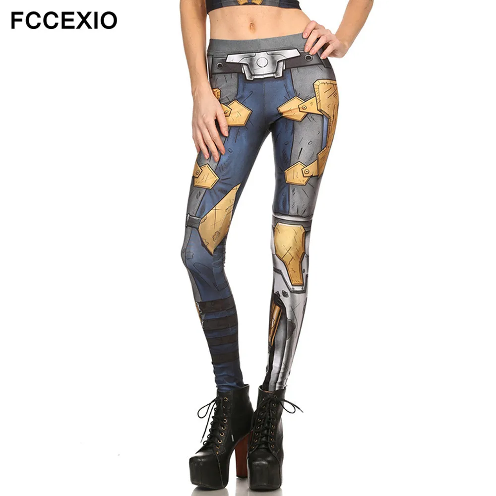 FCCEXIO Spring Fashion New Barbarian Skull 3D Printed Legins Women\'s Workout Leggings High Waist Fitness leggin Elastic Trousers