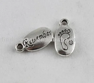 FREE SHIPPING 150PCS Tibetan Silver Color REMEMBER feet charm A9894