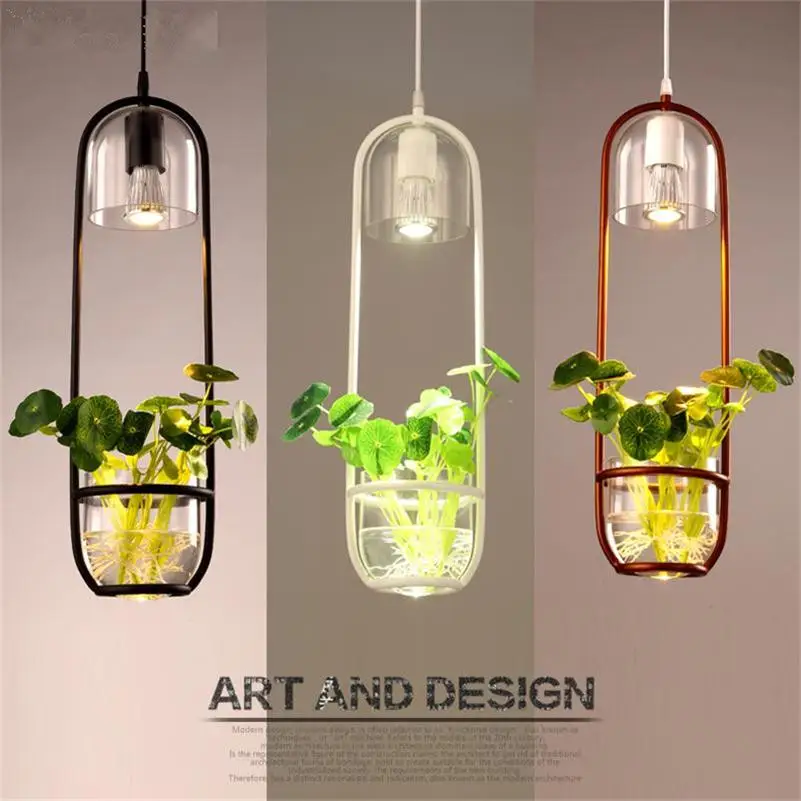 Nordic Industrial Pendant Lights Green Plant Hanging Lamp Living Room Dining Room Kitchen Bedroom Suspension Lighting Fixtures