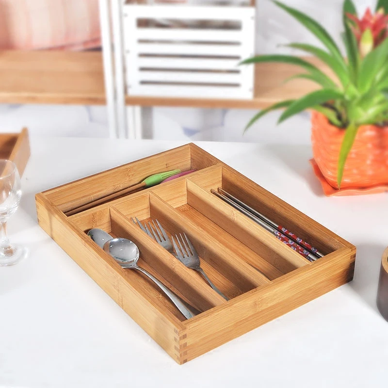 Sale! Clearance Bamboo knife and fork storage box kitchen tableware desktop sundries compartment finishing box