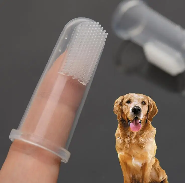 Wholesale 1000pcs/lot Pet Finger Toothbrush Dog Brush Breath Double Head Teeth Care Dog Cat Cleaning Brushes SN1340