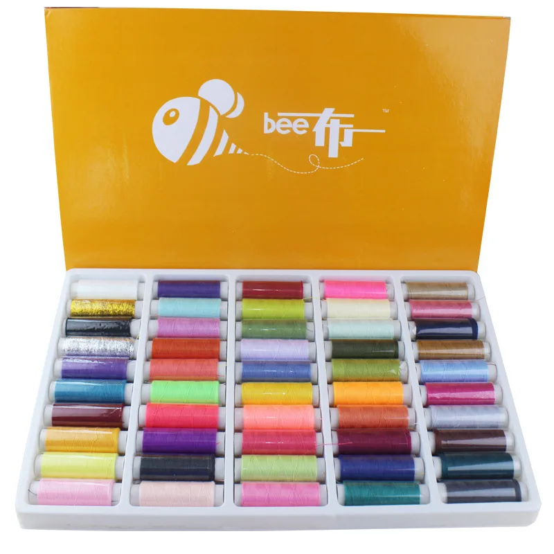 

50PCS Spools /set Mixed Colors Polyester All Purpose Sewing Threads Cones Set Hot FOR PFAFF BERNINA BROTHER ELNA SEWING