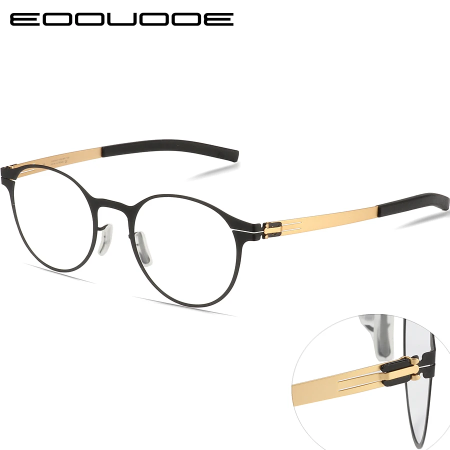 

Titanium Alloy Prescription Glasses Men Ultra Light Round Shape Myopia Prescription Glasses Optical Frame Without Screw Glasse