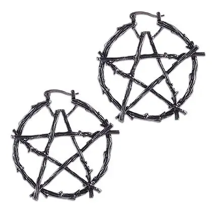 Gothic Branch Pentagram Earring Hoop Oddities Witchcraft Amulet Wicca Occult Witch Stud Goth Halloween Jewelry