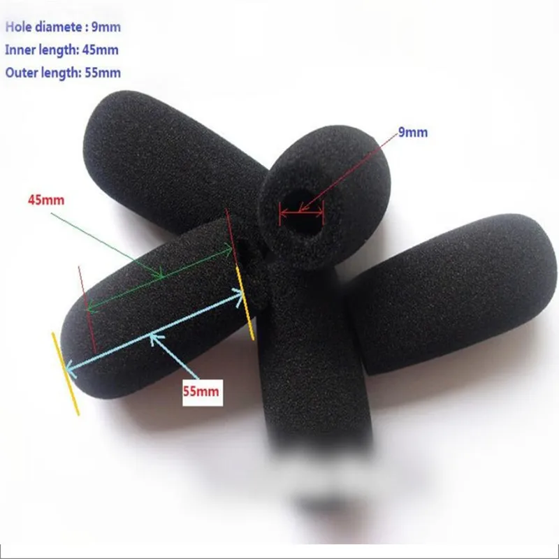 

10pcs mic foam windscreen 9mm hole big foam mic windshields mic muff cover for electret mic