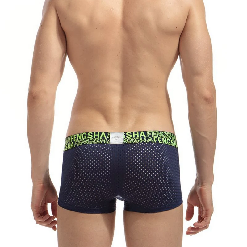 CLEVER-MENMODE Summer Men Sexy Quick Dry Mesh Breathable Boxer  Underwear Ice Silk Pouch Cool Boxers Trunk Underpants