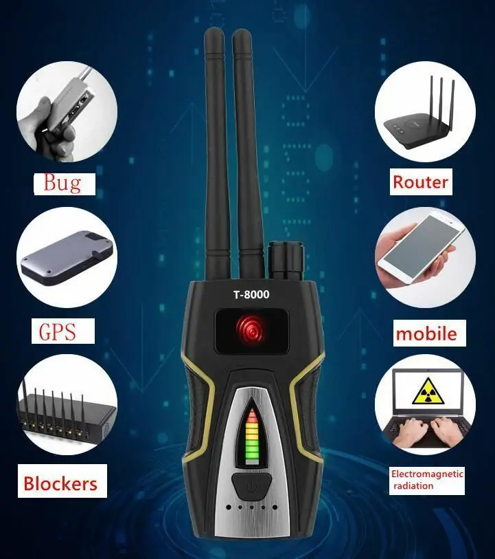 T-8000 Dual antenne RF Signal Detektor GSM Audio Finder GPS Scan Detector Anti-spy Bug Anti Candid Kamera Detektor