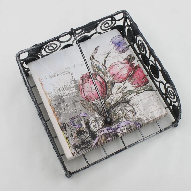 [RainLoong] Rose Paper Napkins With Architecture Party Tissue Decoupage Napkins Decoration Serviettes 33*33cm 1 pack
