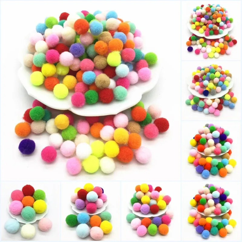 Multi Colore Pompon 8/10/15/20/25/30 millimetri Pompon Nylon Balls Mestiere per giocattoli per bambini Pompony Indumento di Cucito Casa del Mestiere