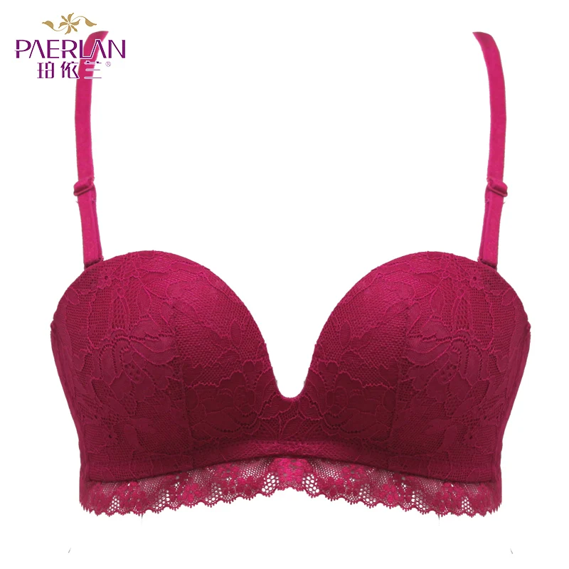 PAERLAN wedding dress Lace women bra straight Strapless stealth 1/2 Cup small chest gather non-slip underwear Back Closure